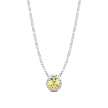 Bezel Yellow Diamond Milligrain Solitaire Pendant