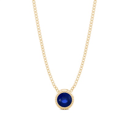 Full Bezel Setting Round Blue Sapphire Solitaire Pendant