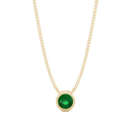 Full Bezel Setting Round Emerald Solitaire Pendant