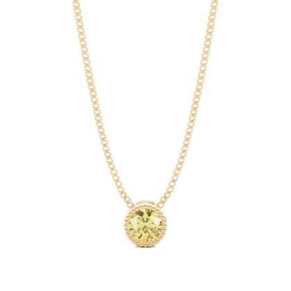 Bezel Yellow Diamond Milligrain Solitaire Pendant