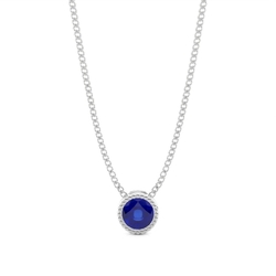Full Bezel Setting Round Blue Sapphire Solitaire Pendant