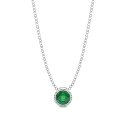 Full Bezel Setting Round Emerald Solitaire Pendant