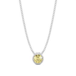 Bezel Yellow Diamond Milligrain Solitaire Pendant