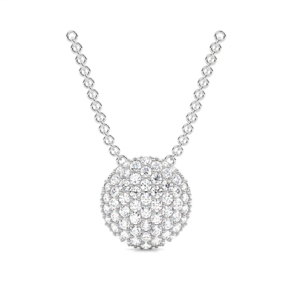 Pave Setting Round Diamond Cluster Pendant