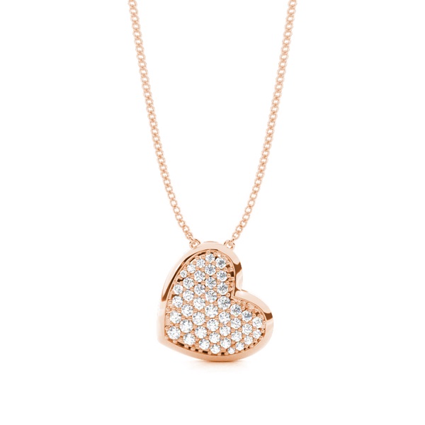 Pave Setting Round Diamond Heart Pendant