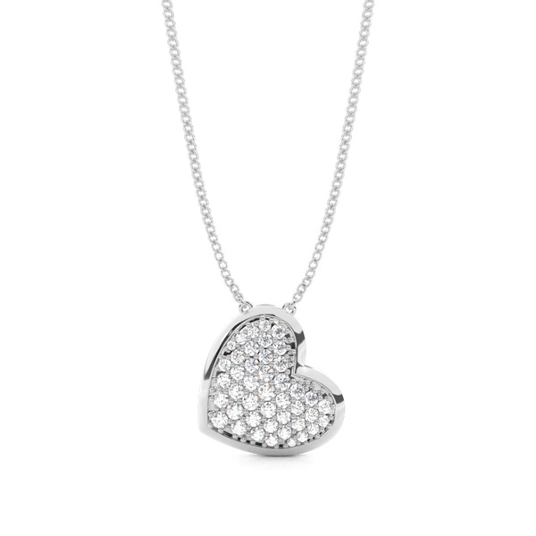 Pave Setting Round Diamond Heart Pendant