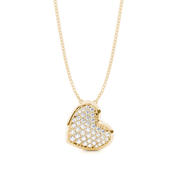 Pave Setting Round Diamond Heart Pendant