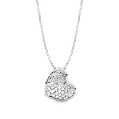 Pave Setting Round Diamond Heart Pendant