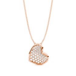 Pave Setting Round Diamond Heart Pendant