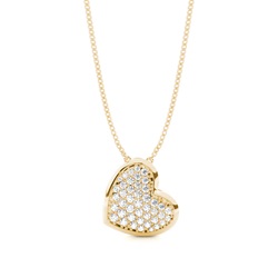 Pave Setting Round Diamond Heart Pendant