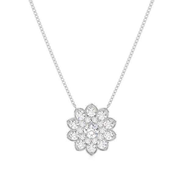 4 Prong Setting Round Diamond Cluster Pendant