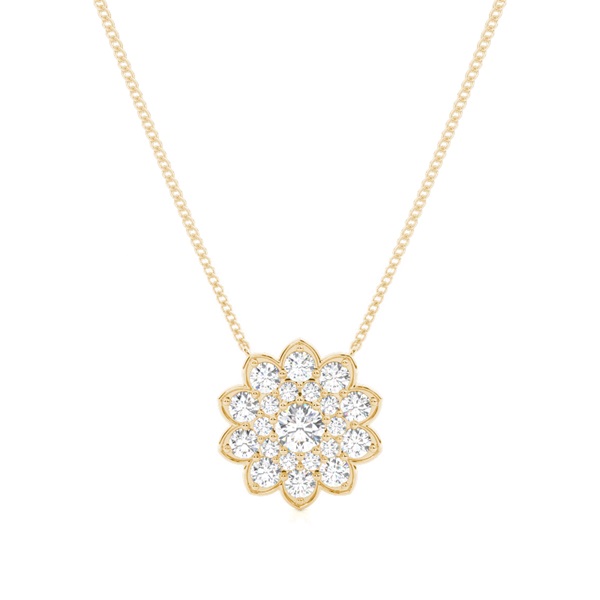 4 Prong Setting Round Diamond Cluster Pendant