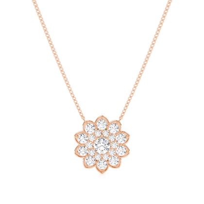 Round Rose Gold Cluster Diamond Pendants