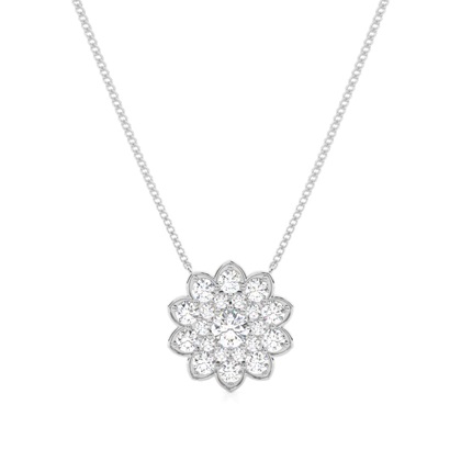 4 Prong Setting Round Diamond Cluster Pendant