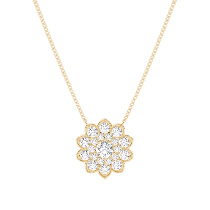 Yellow Gold Cluster Diamond Pendants
