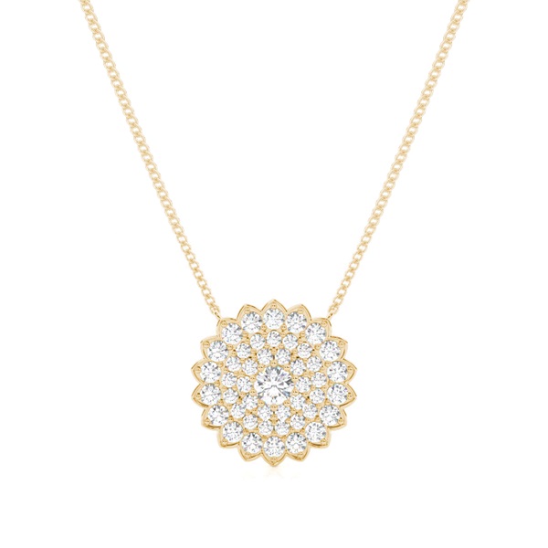 4 Prong Setting Round Diamond Cluster Pendant