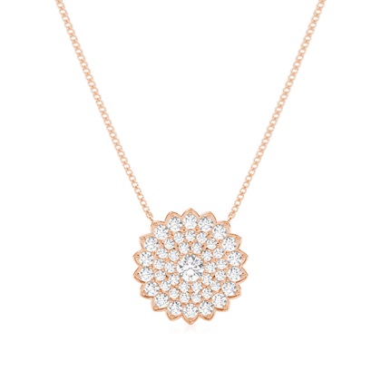 Round Rose Gold Cluster Diamond Pendants