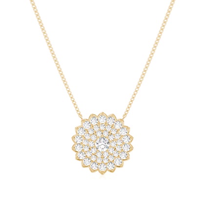 Yellow Gold Cluster Diamond Pendants