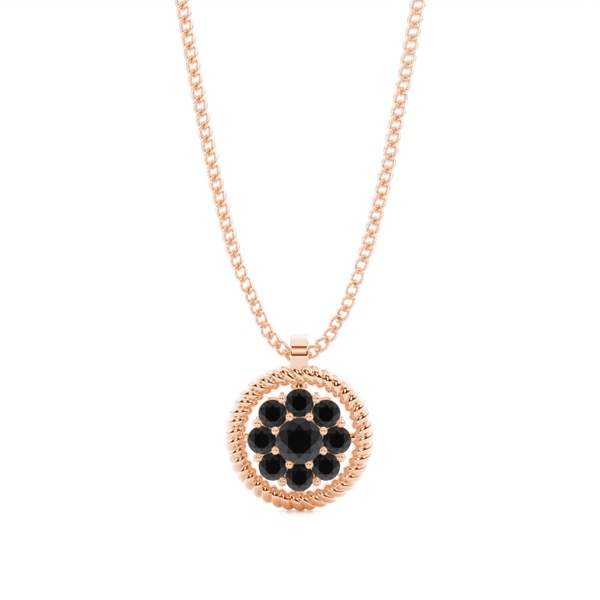 4 Prong Setting Round Black Diamond Cluster Pendant
