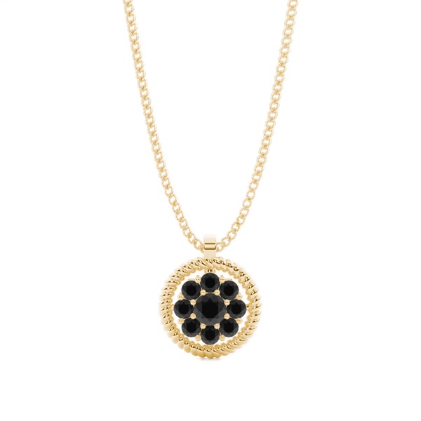 4 Prong Setting Round Black Diamond Cluster Pendant