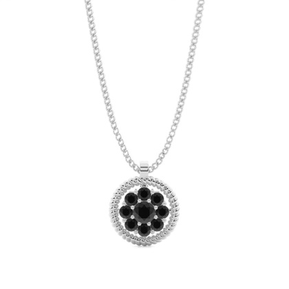 4 Prong Setting Round Black Diamond Cluster Pendant