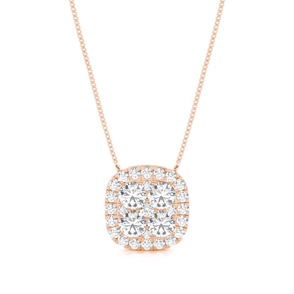 4 Prong Setting Round Diamond Cluster Pendant