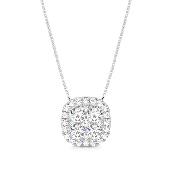 4 Prong Setting Round Diamond Cluster Pendant