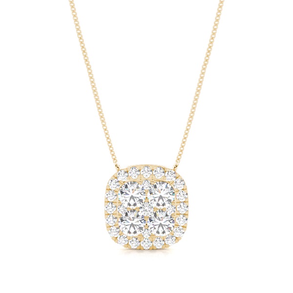 4 Prong Setting Round Diamond Cluster Pendant