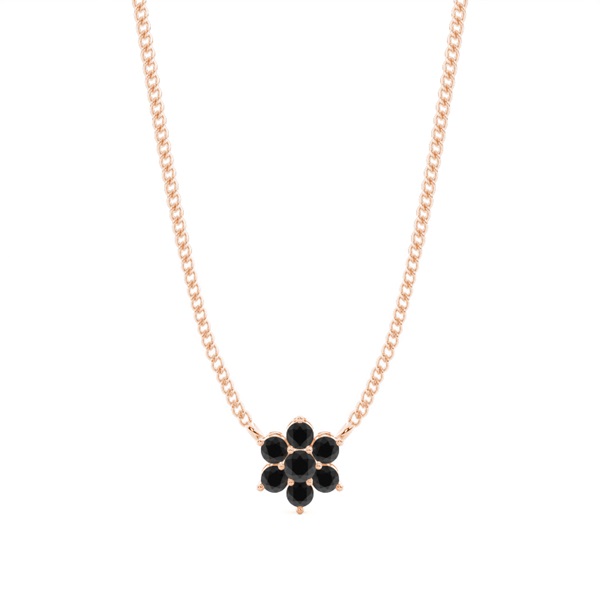 4 Prong Setting Round Black Diamond Cluster Pendant