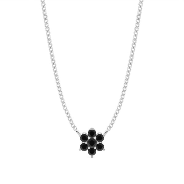 4 Prong Setting Round Black Diamond Cluster Pendant