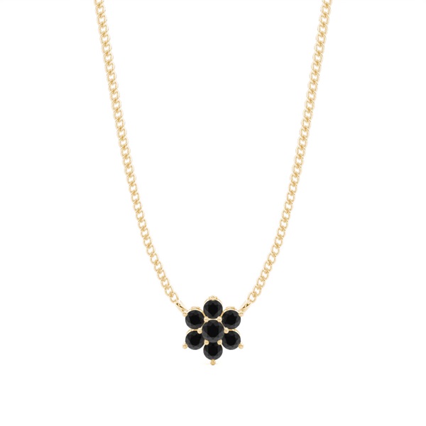 4 Prong Setting Round Black Diamond Cluster Pendant
