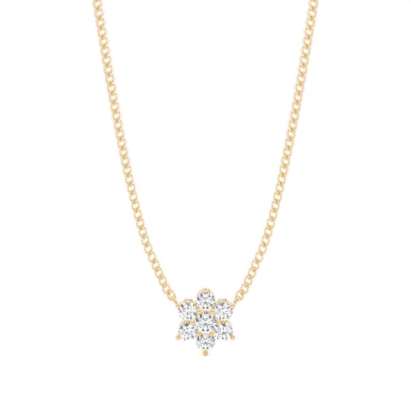 4 Prong Setting Round Diamond Cluster Pendant
