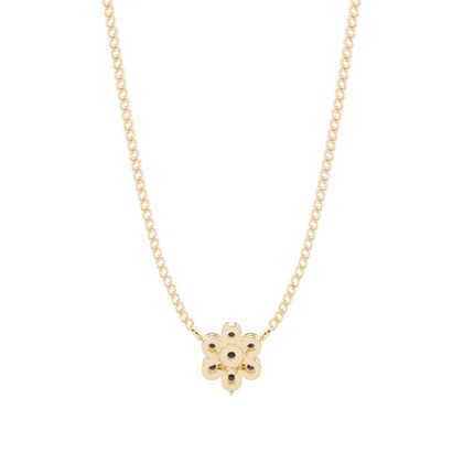 4 Krappenfassung runder schwarzer Diamant-Cluster-Anhänger