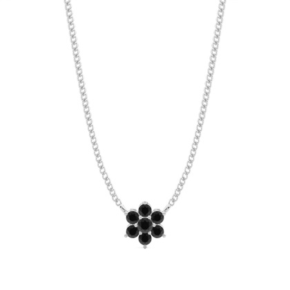 4 Prong Setting Round Black Diamond Cluster Pendant