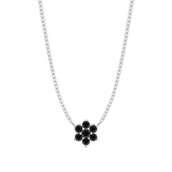 4 Prong Setting Round Black Diamond Cluster Pendant