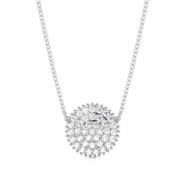 Pave Setting Round Diamond Cluster Pendant