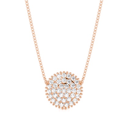 Pave Setting Round Diamond Cluster Pendant