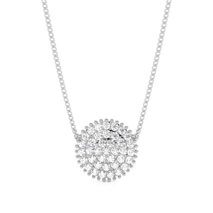 Pave Setting Round Diamond Cluster Pendant