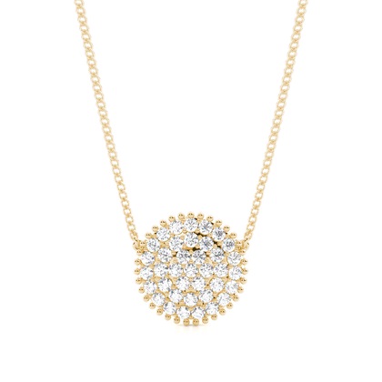 Pave Setting Round Diamond Cluster Pendant