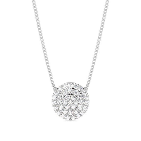 Pave Setting Round Diamond Cluster Pendant