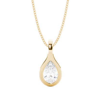 Pear Yellow Gold Delicate Diamond Pendants