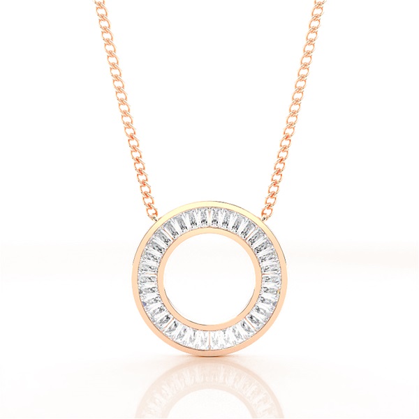 Channel Setting Baguette Diamond Circle Pendant