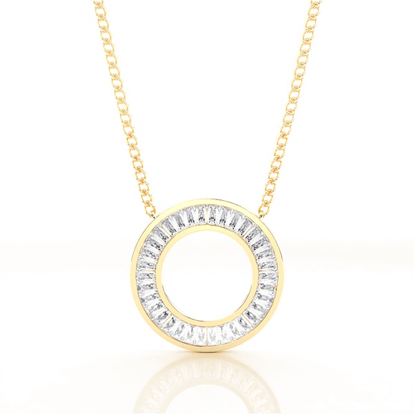 Channel Setting Baguette Diamond Circle Pendant