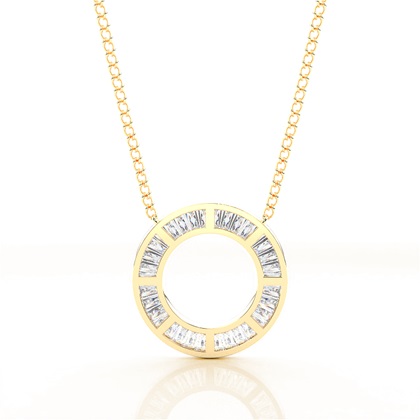 2 Prong Setting Round Diamond Circle Pendant
