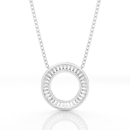 Channel Setting Baguette Diamond Circle Pendant