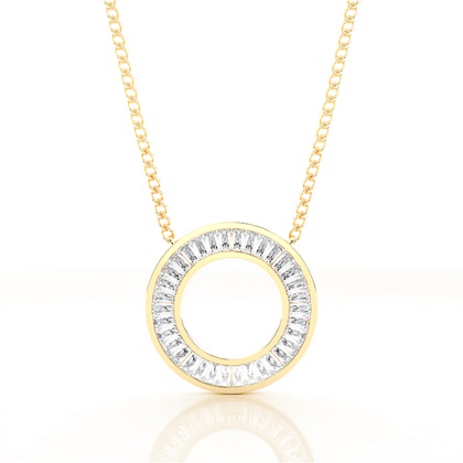 Yellow Gold Circle Diamond Pendants