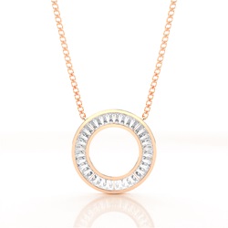 Channel Setting Baguette Diamond Circle Pendant