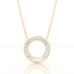 Channel Setting Baguette Diamond Circle Pendant
