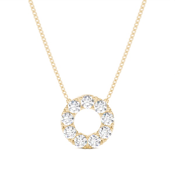 4 Prong Setting Round Diamond Circle Pendant