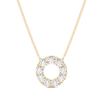 Yellow Gold Circle Diamond Pendants